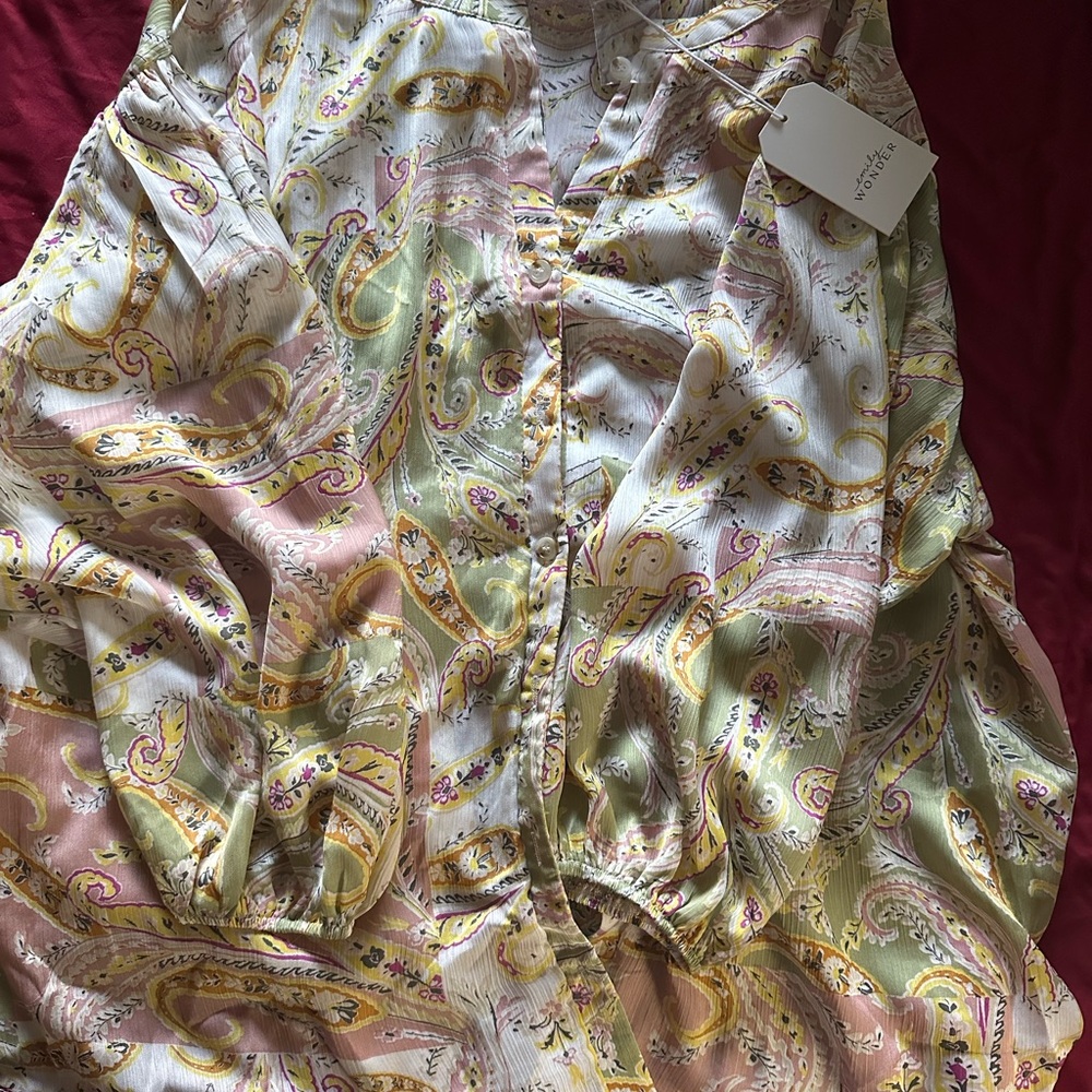 Paisley Print Blouse in Pastel Shades